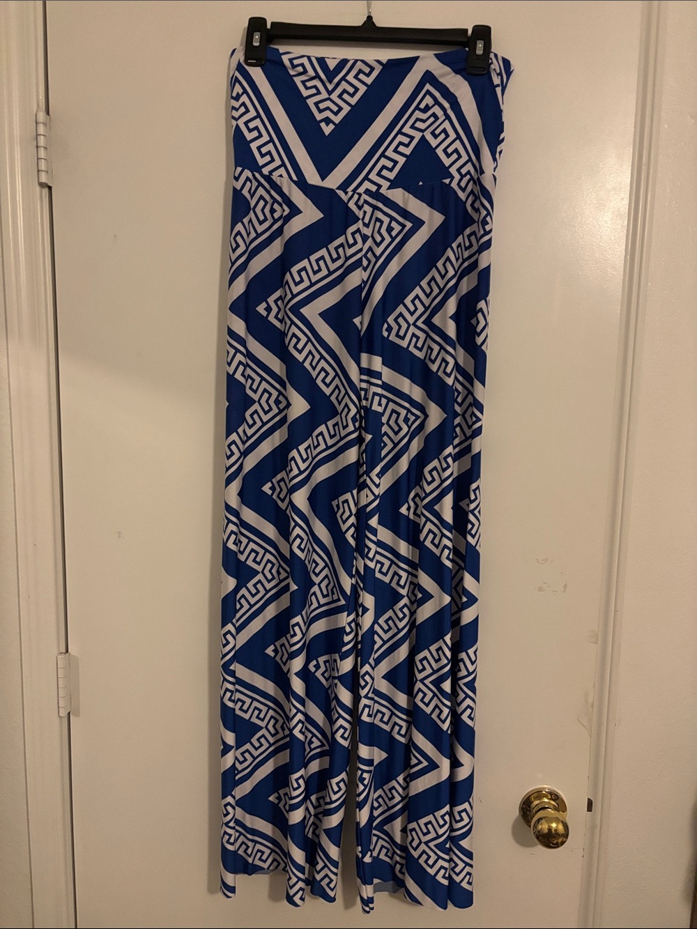 Blue & White Wide Leg Palazzo Pants